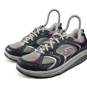 Skechers Women Leather Gray/ Pink Sz 10M Sneaker Barbie Y2k Boho